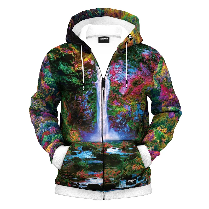 Men's Hoodies with Kangaroo PocketsPsychedelic Forest Zip Up Hoodie