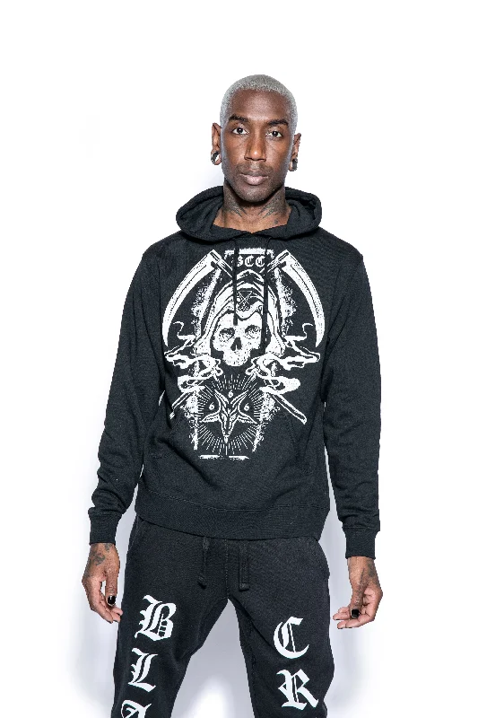 Men's Sweaters with Raglan SleevesReaper Casket - Hooded Pullover Sweater