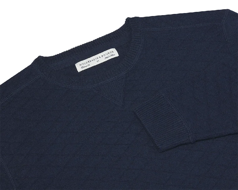 Men's Sweaters with Patchwork DesignsThe Ward Sweater: Heathered Navy