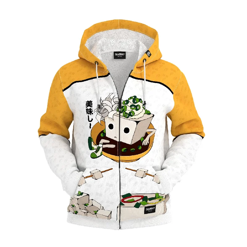 Unique Men's Custom HoodiesTofu-Chan Zip Up Hoodie