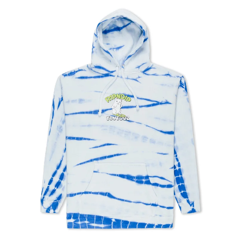 Men's Hoodies with DrawstringsYouTooz Surfer Hoodie (Blue Stripe Dye)