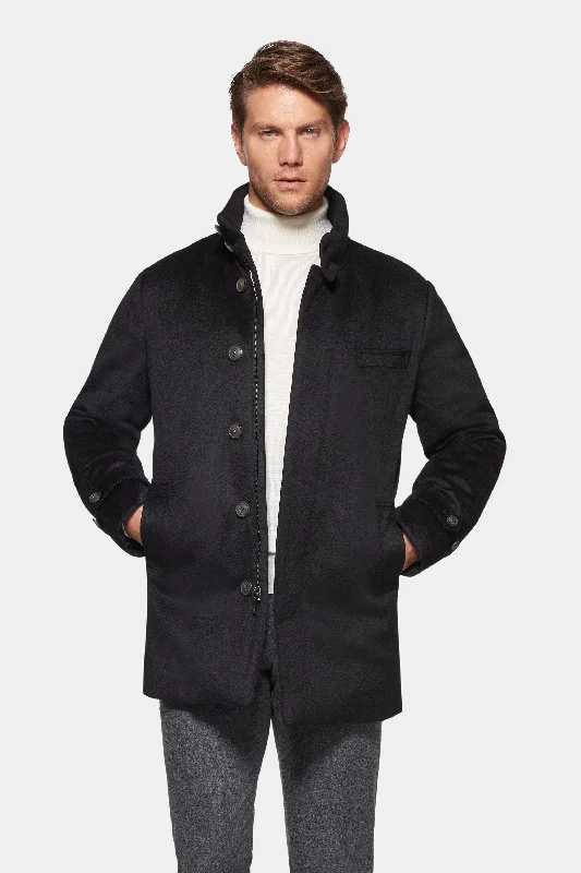 Men's Coats with Hand WarmersClassic Wool Car Coat, Black