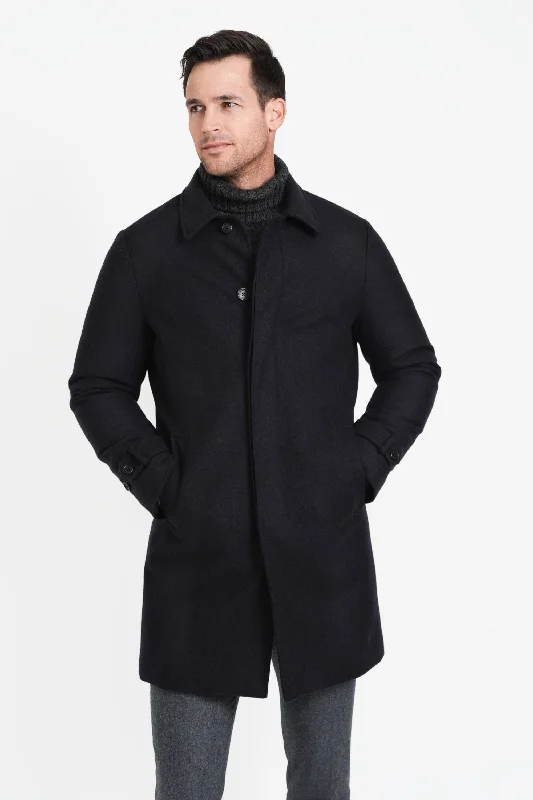 Men's Coats for Big and TallCashmere Wool ¾ Length, Black