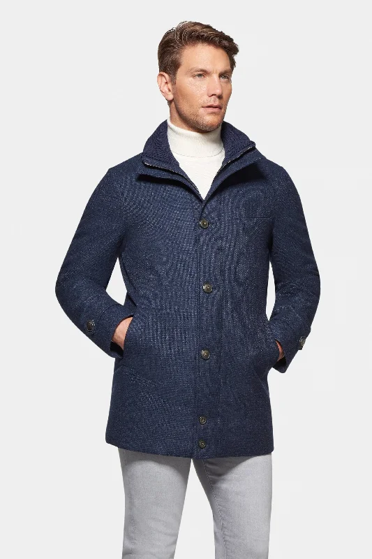 Men's Coats with Belted WaistsCity Active Parka, Textured Blue