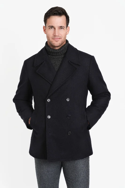 Men's Coats with Removable LiningsClassic Wool Peacoat, Black