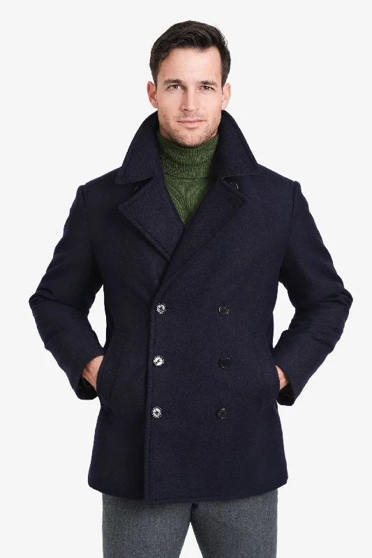 Men's Coats with Quick-Dry FabricClassic Wool Peacoat, Navy