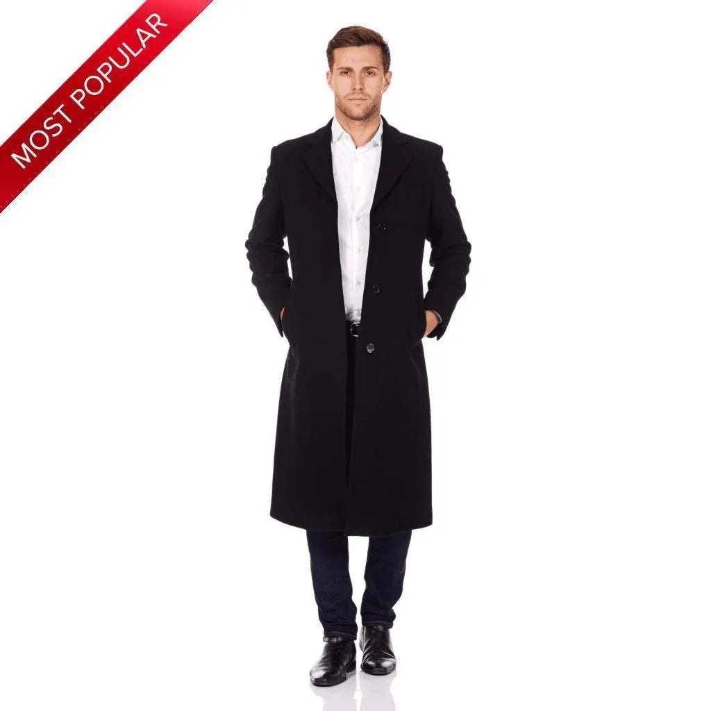 Men's Coats for Outdoor ActivitiesDe La Creme MAN Wool & Cashmere Blend Covert Long Coat