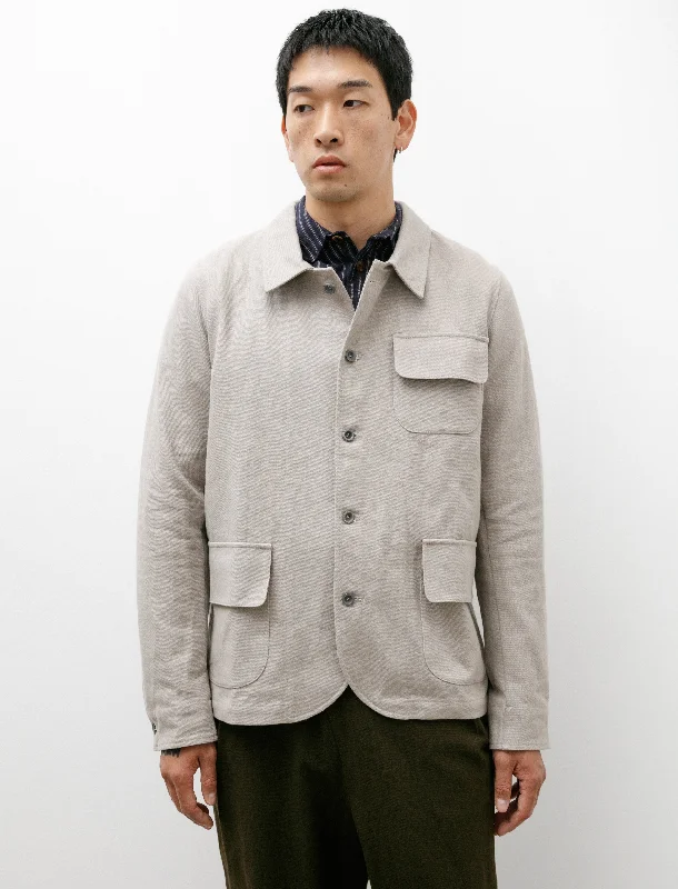 Men's Coats with Flannel LiningNatural Jacket Flax Cotton Grey