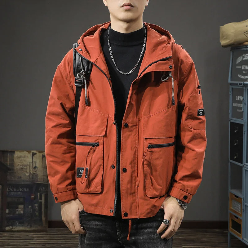 Men's Coats with Chest Pockets#SJ-QJN-314-0927H#戶外工裝連帽衝鋒外套