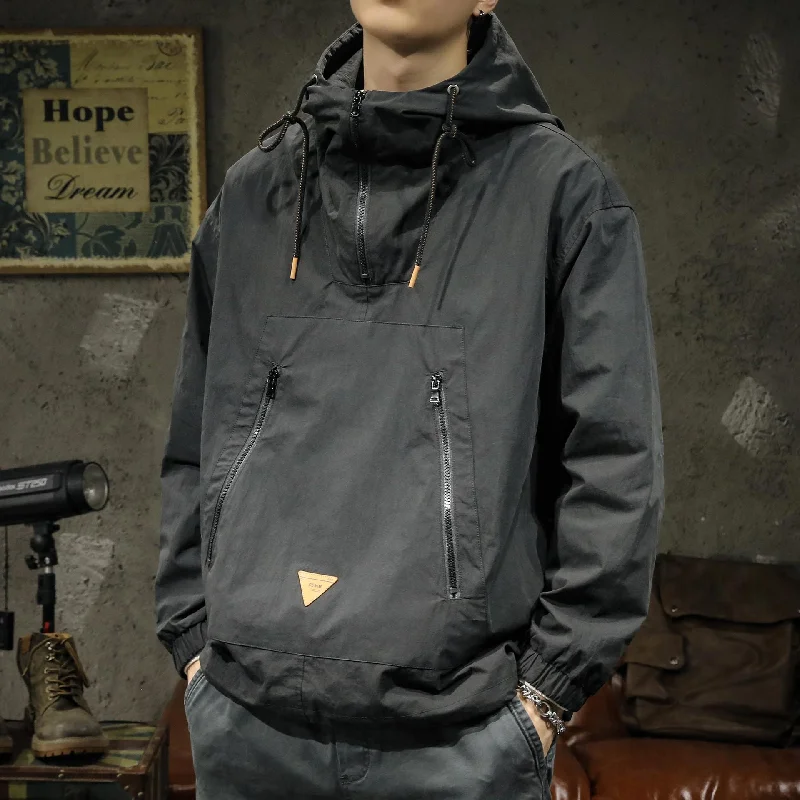 Men's Coats with Adjustable Sleeves#SJ-6946#戶外工裝連帽衝鋒衣