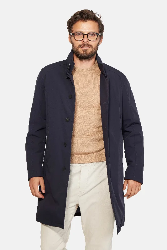 Men's Coats with Military InfluenceSlim Down Lined Trench, Navy