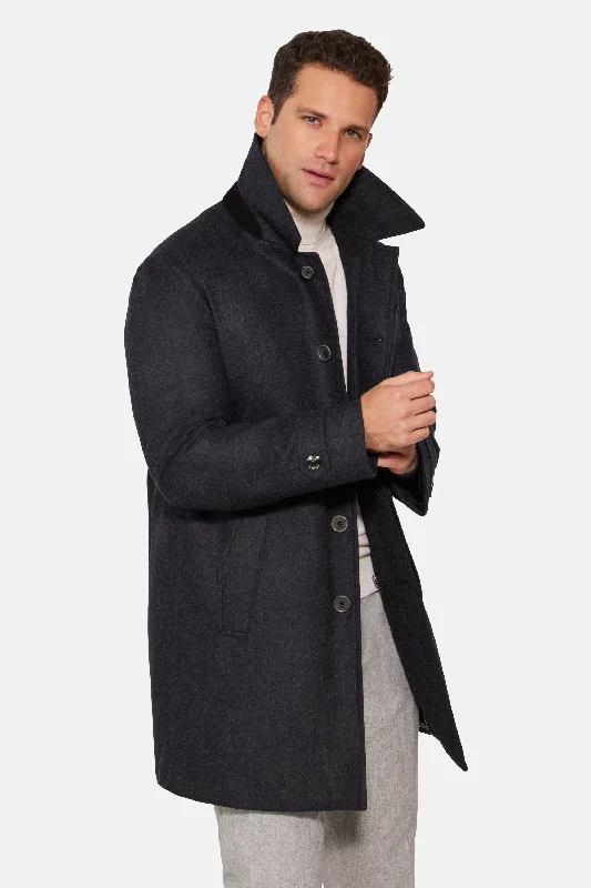 Men's Coats without LiningStretch Wool Euro Coat, Dark Charcoal