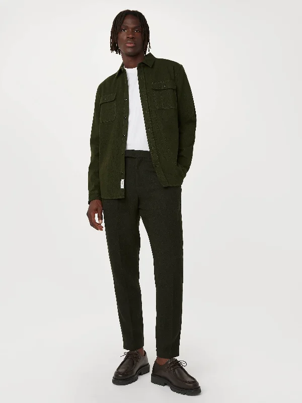 Men's Custom-Fit Pants for a Personalized TouchThe Colin Tapered Recycled Wool Pant in Dark Green