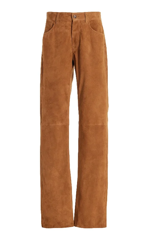 Men's Patterned Pants with ChecksAnthony Five Pocket Pant in Camel Suede