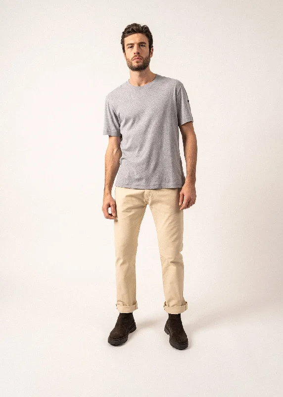 Men's Pants with Contrast WaistbandsAugustin Straight-leg Trousers - in cotton twill (PLAGE)