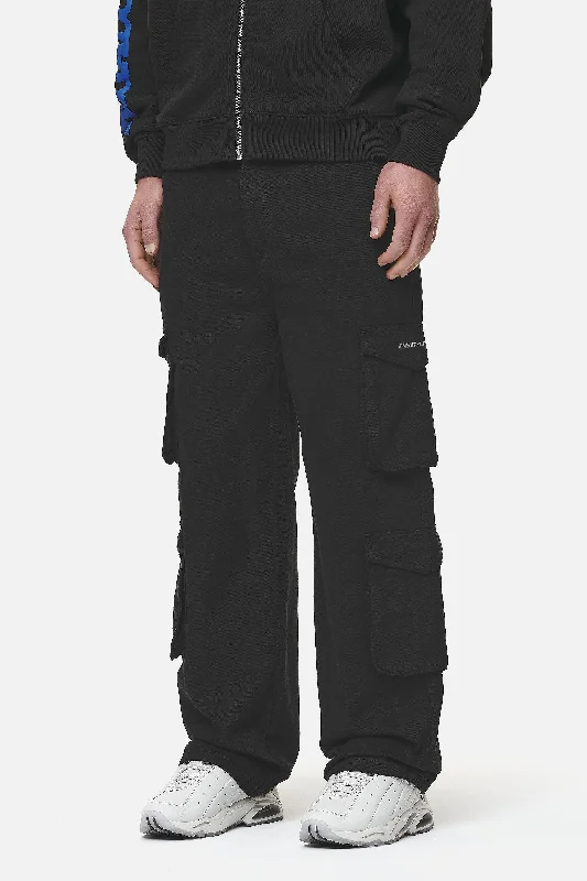 Men's Pants with Embroidered DesignsGarlan Wide Cargo Pants Black