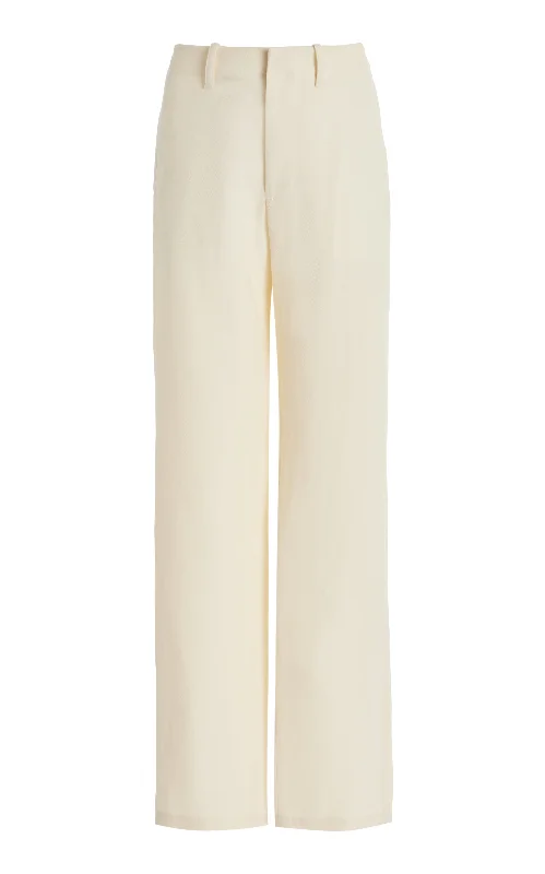 Men's Pants with Logo EmbossmentsRhys Pant in Ivory Virgin Wool Linen Twill