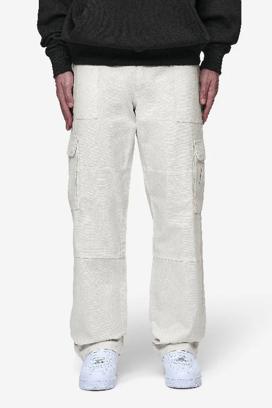 Men's Pants with Faux Leather PatchesRisley Cargo Pants Cream