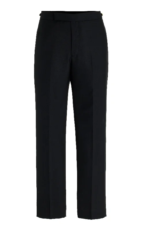 Men's Pants with Faux Leather PatchesSebastian Pant in Black Virgin Wool Twill