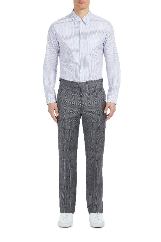 Men's Pants with Moisture-Wicking PropertiesSebastian Pant in Blue/Grey Check Virgin Wool