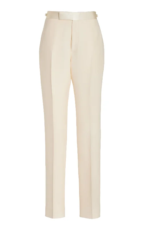 Men's Tailored Pants for a Sharp AppearanceSimons Pant in Ivory Wool Silk Cady