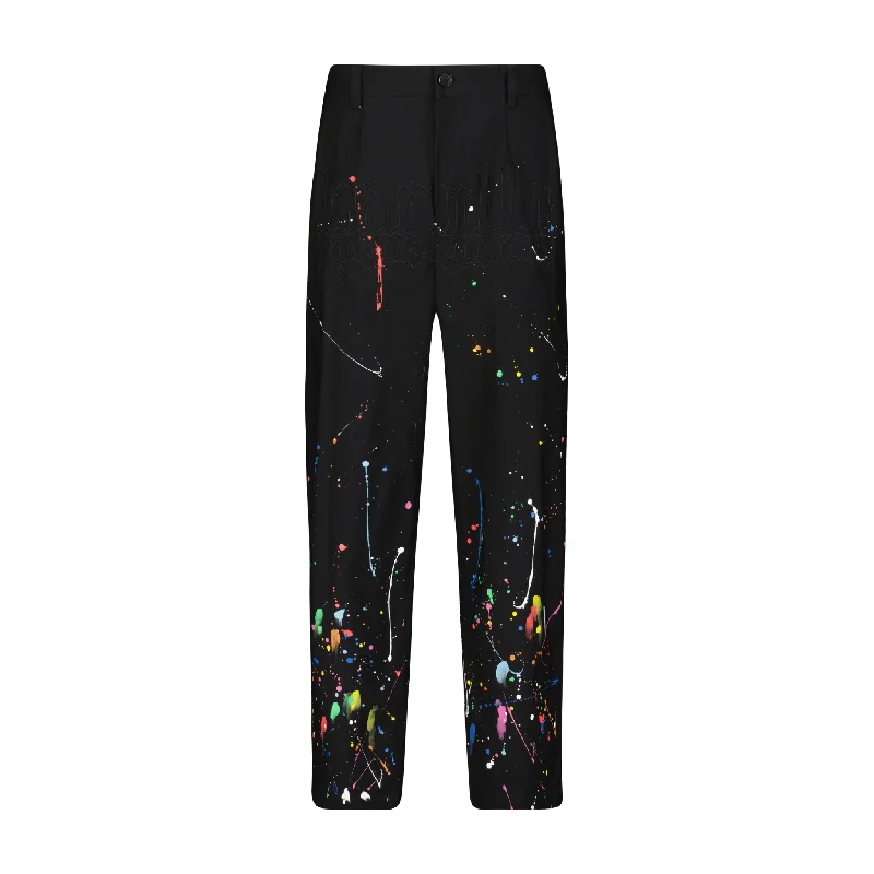 Men's Pants with Appliqué DetailsSMOTHERED IN PAINT PLEATED TROUSERS