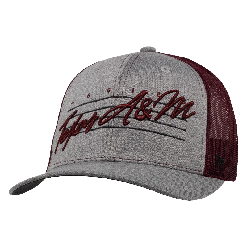 Texas A&M Downdraft Script Trucker Hat